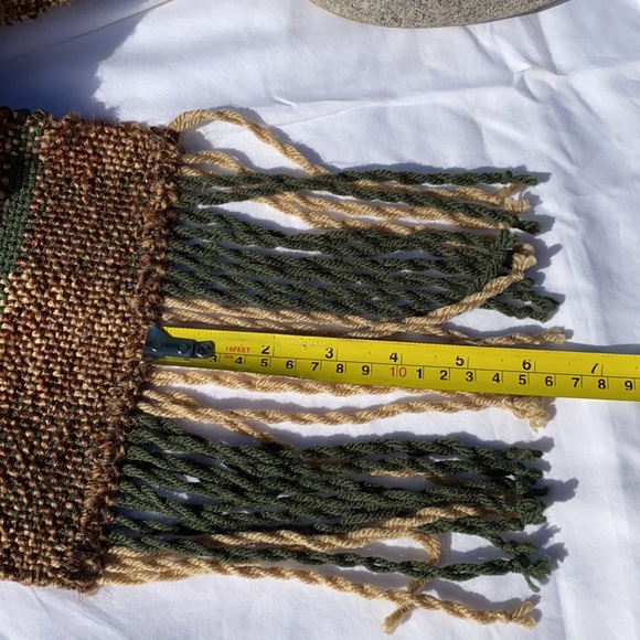 NEW Scarf Unisex handmade woven brown green fringe soft long acrylic fringe - Picture 6 of 10